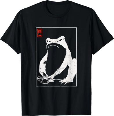 Mürrischer Frosch Vintage Japanisches Geschenk für Männer Frauen 100% Baumwolle T-Shirt Herren T-Shirts Oberteil