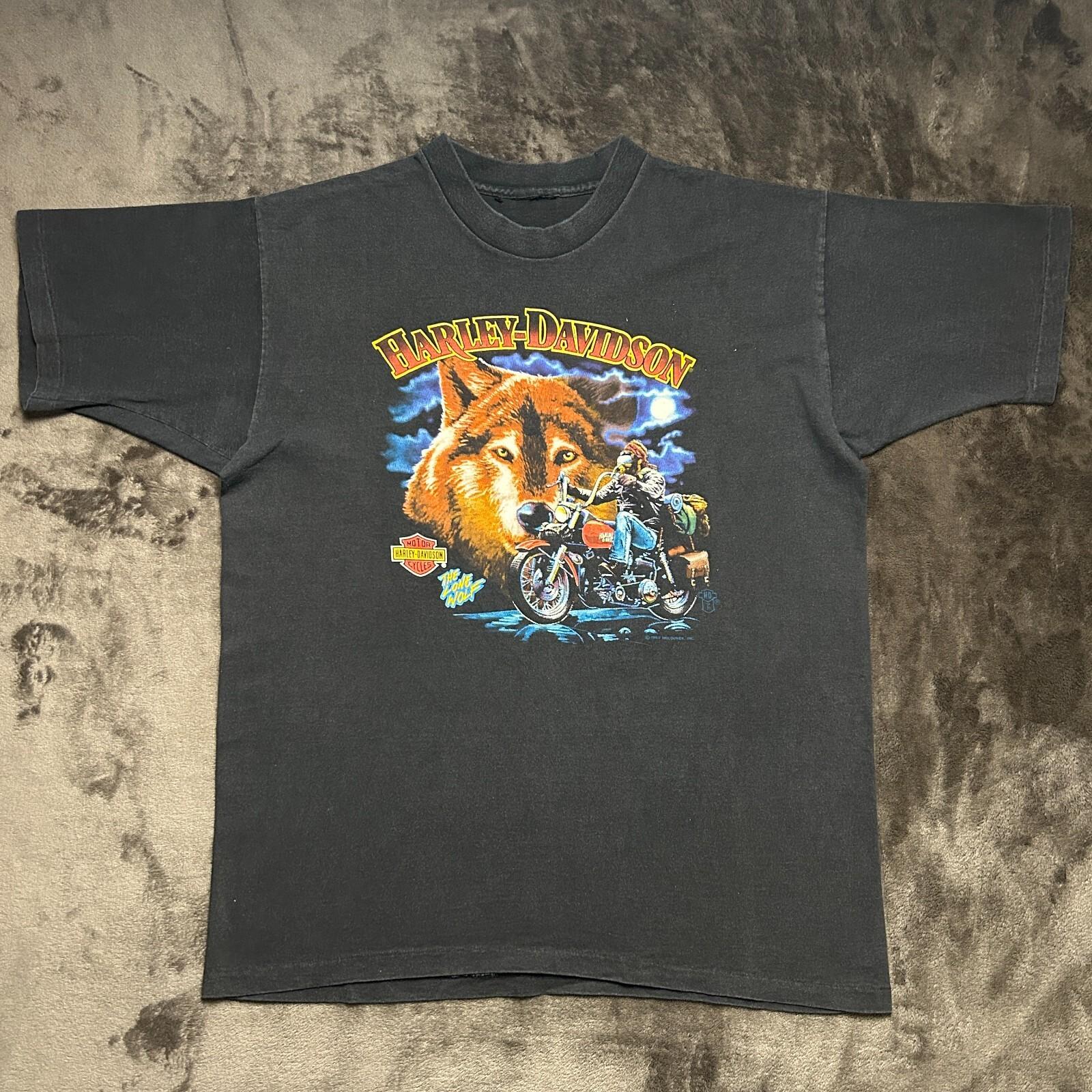 Harley Davidson The Lone Wolf 1989 T-shirt L Unisex T-Shirt XXXL