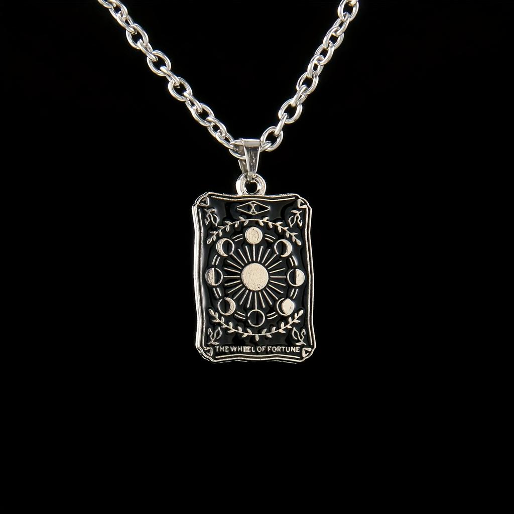 Fashionable Star, Moon, Death and Lovers Tarot Fortune Teller Element Pendant Necklace, The Best Gift for Family and Friends