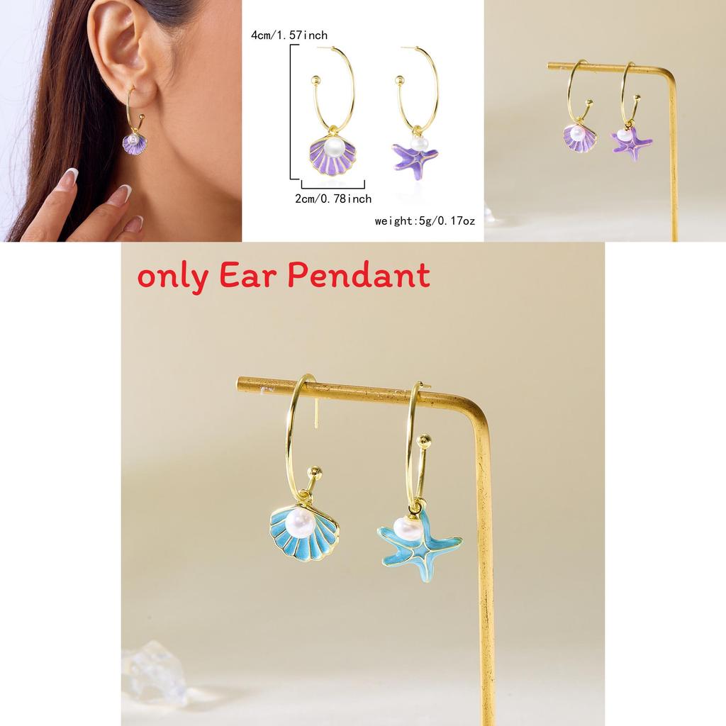 Elegant Shell Pearl Dangling Earrings For Women With Alloy And Summer Style