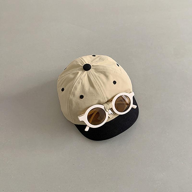 Cute Baby Baseball Hat Detachable Sunglasses Cartoon Patchwork Toddler Duck Tongue Cap Summer Kids Sun Hats