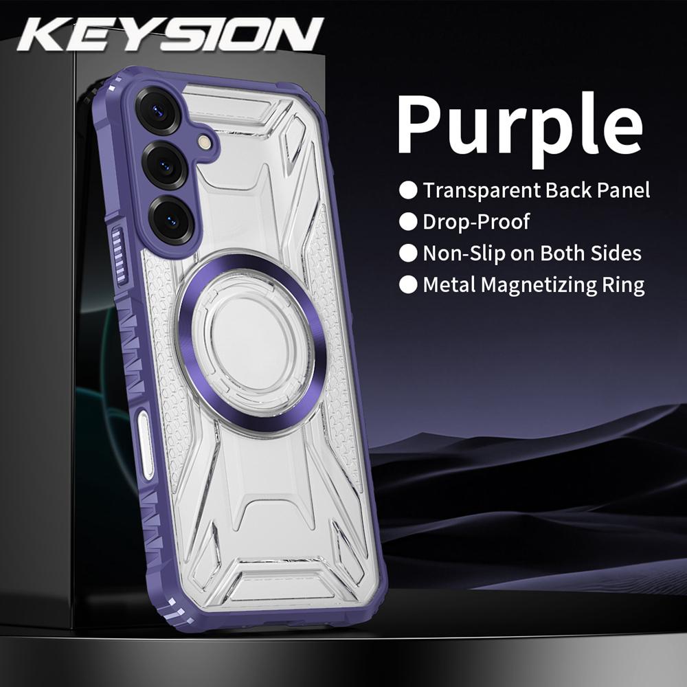 

KEYSION Прозрачный Магнитный Чехол для Samsung S25 Ultra 5G S24+ Plus S24 FE Противоударная Задняя Крышка Телефона для для Galaxy S25 Edge for Galaxy S24 FE фиолетовый