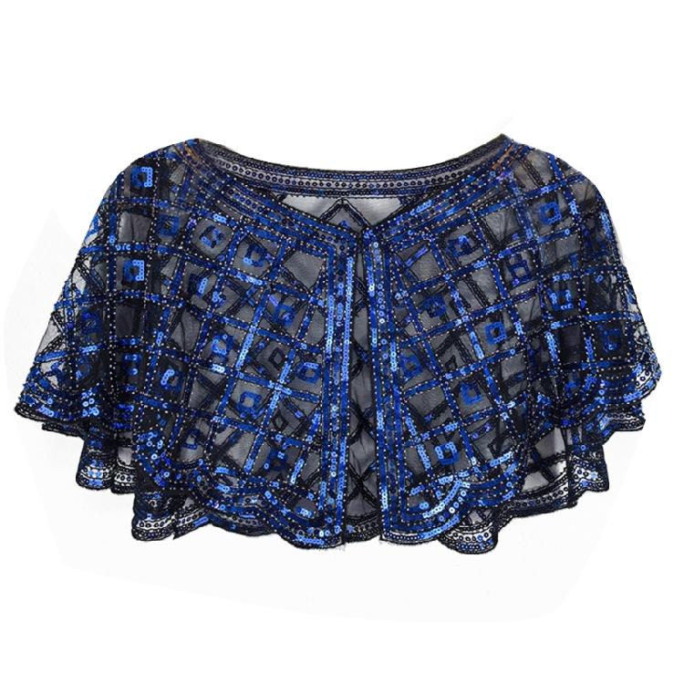 

Bead Sequins Detailed Shawl Scarf for Special Occasion Unique Sequined Accessory for Trendy Outfits синій/чорний