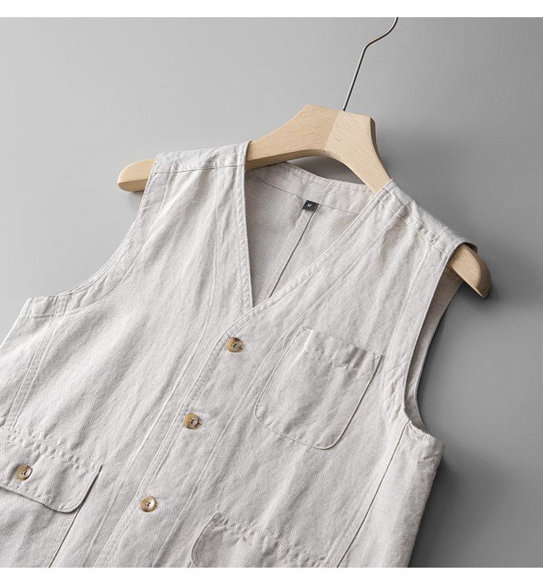 Men's Loose-Fit Japanese Style Linen-Cotton Vest - Trendy, Casual V-Neck Sleeveless Top In Plus Size