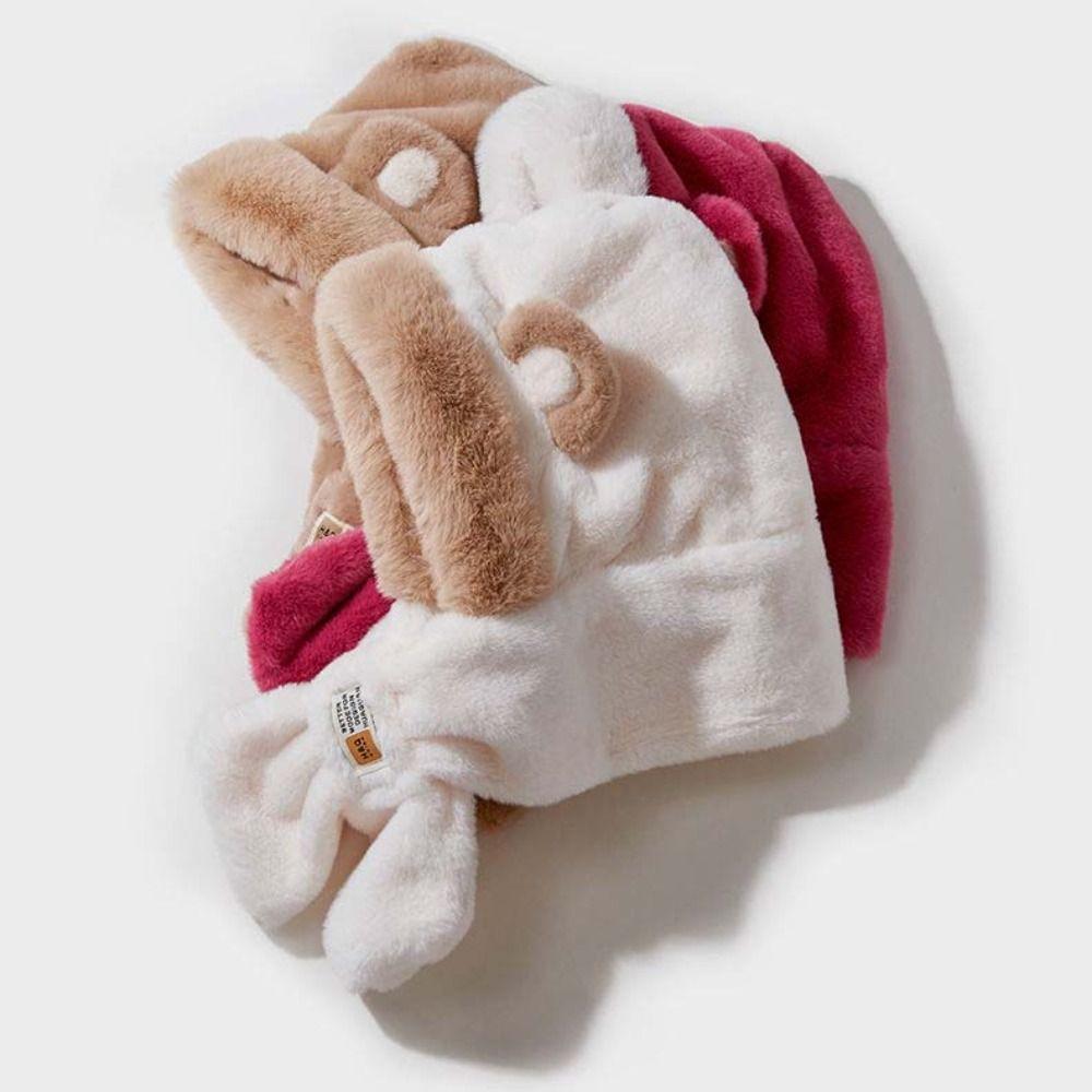 Conjuntos de Chapéus Fofos e Luvas Chapéu Lei Feng Chapéu de Urso de Pelúcia Protetores de Orelha de Inverno Mulheres Meninas