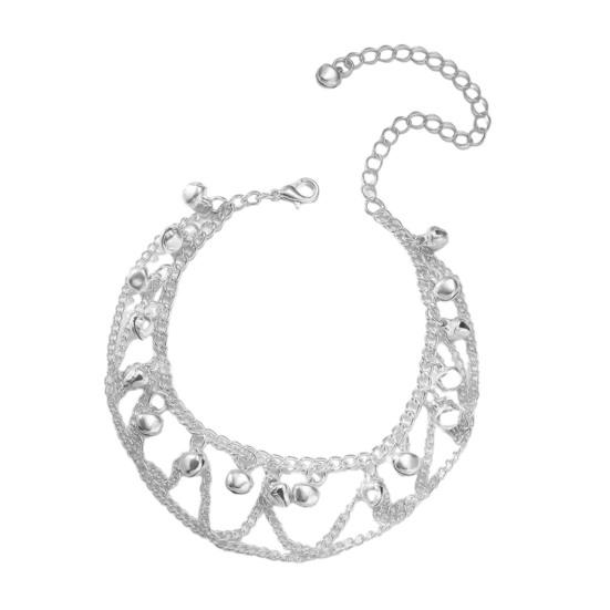 Women Anklet Bell Decor Adjustable Design Double-Layer Ankle Chain Sophisticated Ankle Accessory Jewelry Gift