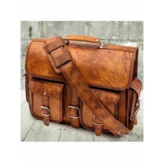 Leather Laptop Bag Satchel Messenger Men's Briefcase Vintage Handmade Genuine
