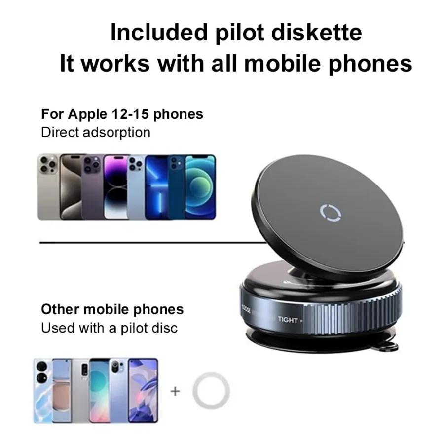 Magnetic Phone Holder Foldable Design 360° Adjustable Vacuum Car Mount For Cell Phone For iphone Live Streaming