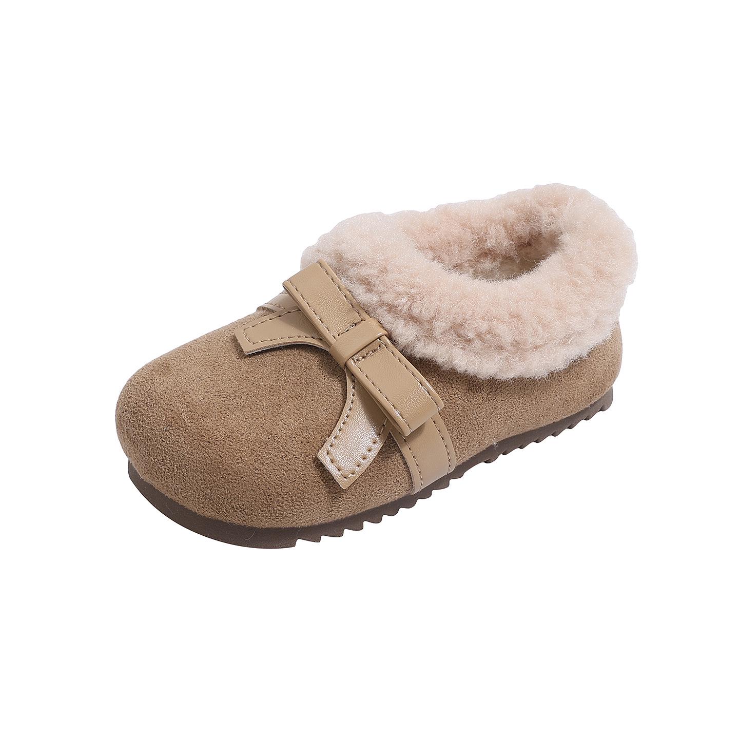 Теплые зимние хлопковые туфли Birkenstock на ремешке с бантом на флисовой подкладке 152cm Size 25 абрикосовый 1900₽