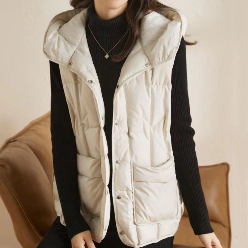 Dames Lichtgewicht Hooded Dons Bodywarmer Slim Fit Casual Bovenkleding Winter Warm Puffer Gilet