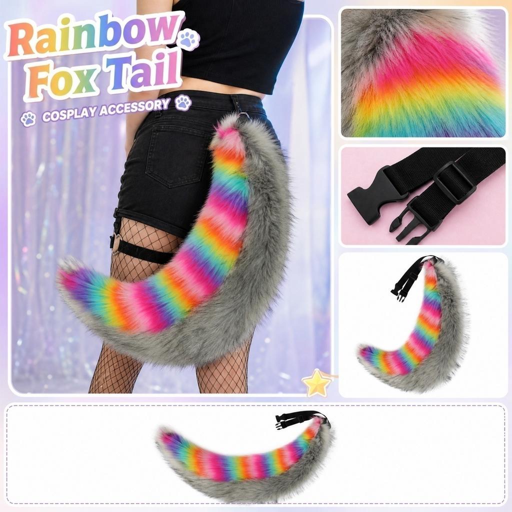 Plush Tail Cosplay Costume Accessory Prop for Halloween and Dress-Up Party