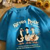 Retro Duck With Free Time Print Short Sleeve Unisex Cotton Fashion O-Neck Top Retro Basics Clothing Unisex Summer Loose Tee
