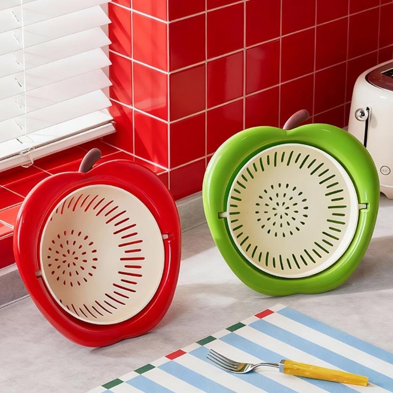 Durable PP Materials Kitchen Drainer Basket Lovely Fruit Shape Colander For Fruits Vegetables Snacks Storage And Display
