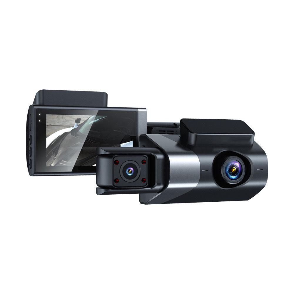 Dash Cam WiFi HD da 3 pollici con visione notturna e tripla lente per registrazione anteriore, interna e posteriore