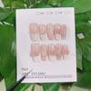 10pcs Sweet Pink French Press On Nails With 3D Bowknot Glossy Medium Coffin False Nails Handmade Manicure