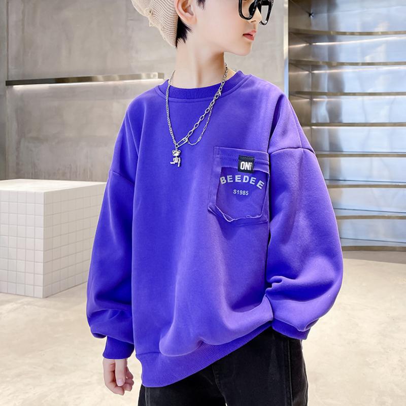 Pojktröjor Vår- och Höstmodeller Koreansk Version av Barnens Hösttoppar Stora Barnens Mode Pullover Långärmad