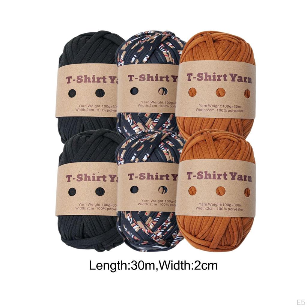-Pack Knitting Yarn, T-shirt 196 Yards Total Length, Chunky Yarn for Carpets, Handbags,