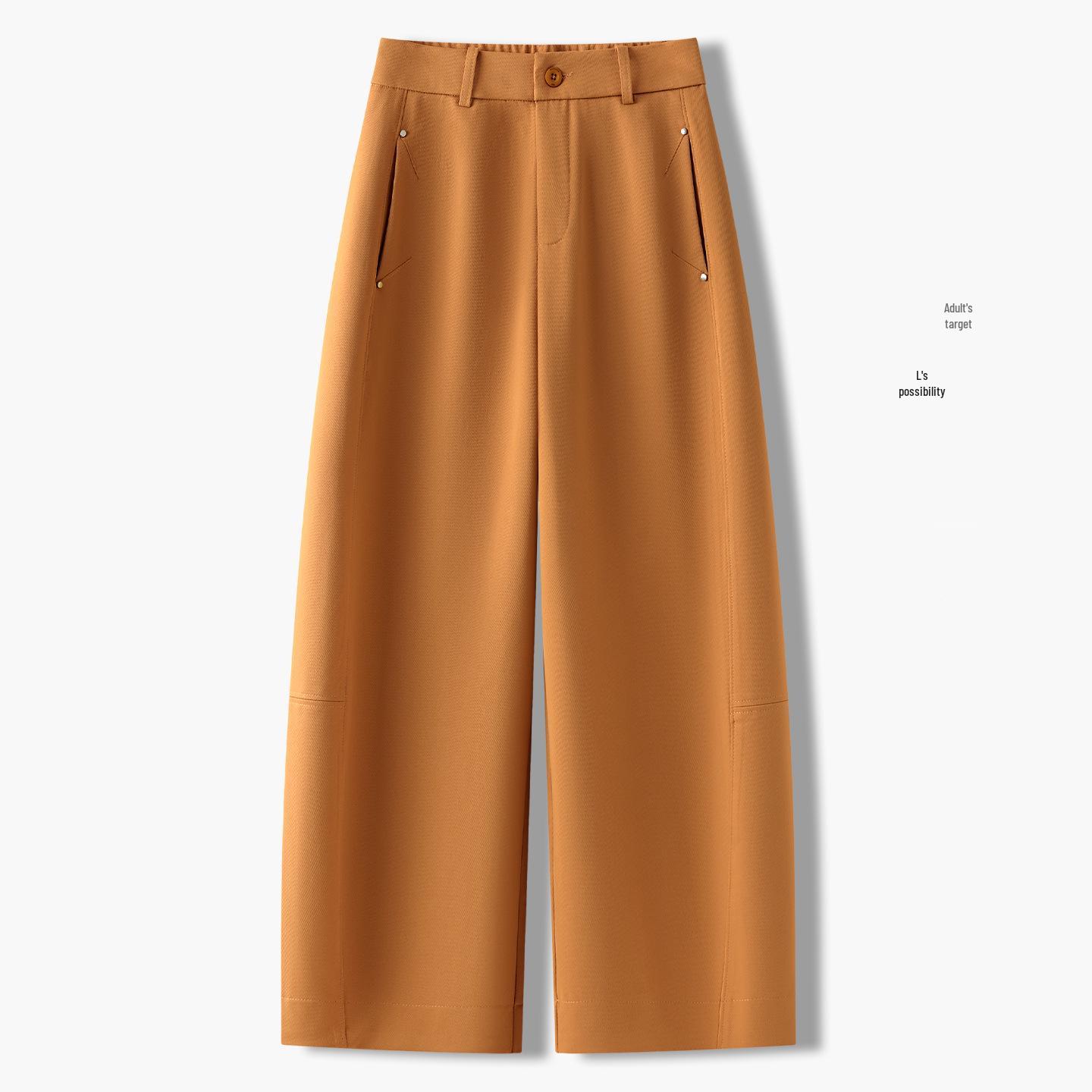 

Women s Spring 2026 Nine-Tenth Length Curved Leg Wide-Leg Pants - Loose, Petite, Straight-Leg Suit Style 27 оранжевый