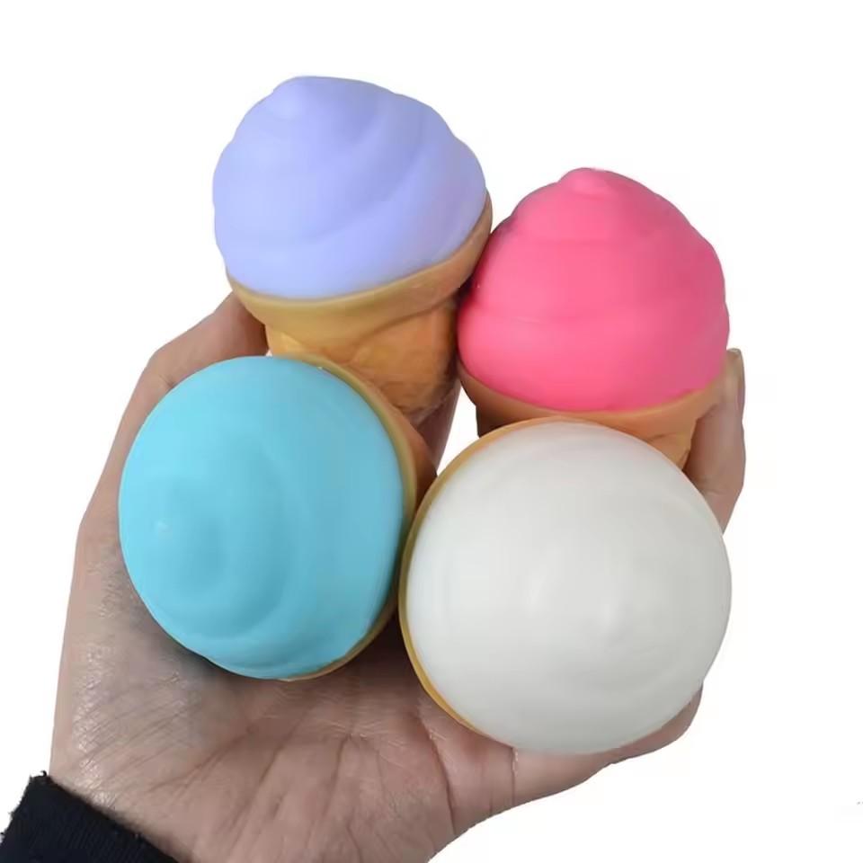 Mignon Boule Anti-Stress Glace Squishy, Jouet Fidget Simulation Alimentaire Souple en TPR, Jouet Sensoriel Anti-Stress Soulagement de l'Anxiété