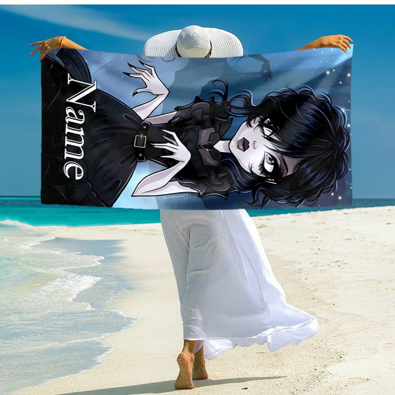Personalized Customized Proof Beach Towel with Wednesday Addams Pattern - Soft, Absorbent,quick-drying,perfect Swimming,camping&bathing