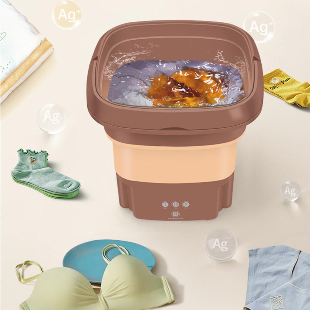 New Folding Washing Machine Portable Mini Socks Underwear Cleaning Machine Chocolate Color Home Appliance