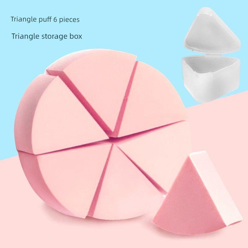 

Parise Leather Surface Cosmetic Egg Sponge Special Powder Puff Pink 6-piece Triangle Storage Box