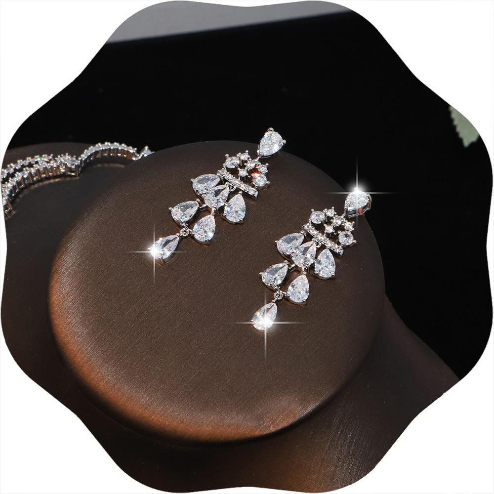Exquisite Simple Women Jewelry Set 2 PCS Cubic Zirconia High Quality Saudi Arabia Bridal Wedding Jewellery Accessories