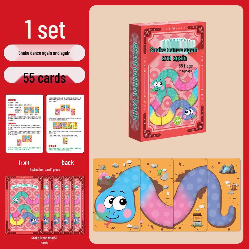 Year of the Snake Parent-Child Puzzle Cards: Educational Connect-the-Dots & Snake Dance Game
