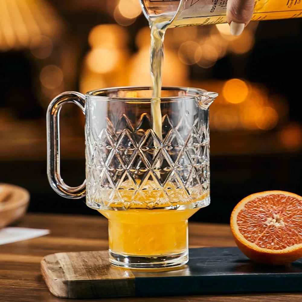 1pc 650ml Large Capacity Fruit Cups with Handles Cocktail Glass Summer Lemon Tea Cups Juice Cup Suitable for Bar Club Gatherings