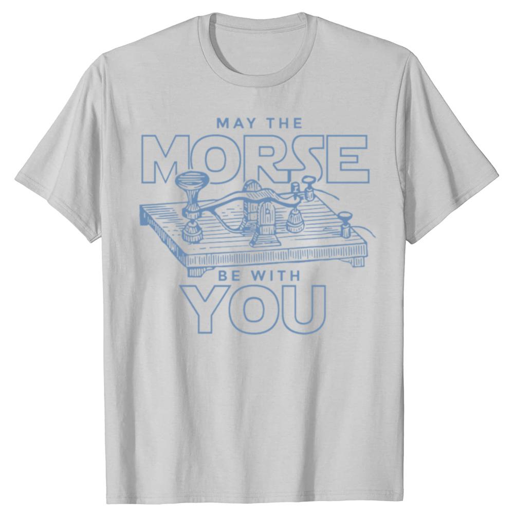 Lustig Möge das Morse mit dir sein Code Funkamateur T-Shirts Herren Baumwolle Humor T-Shirt Kurzarm Unisex Lockere Kleidung