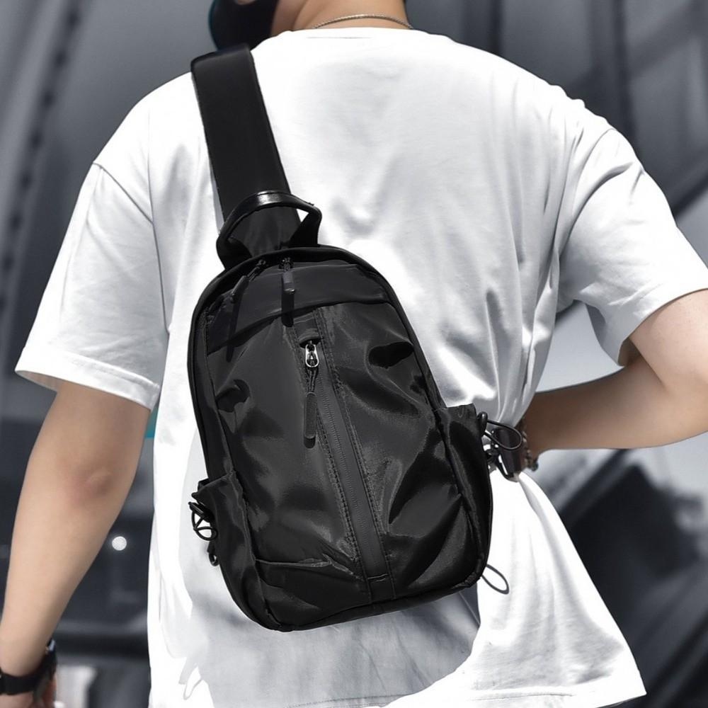 Oxford Sports Crossbody Bag Solid Color Nylon Shoulder Bag Casual Men's Chest Bag Fitness