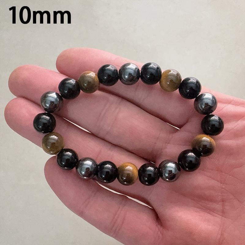 Men'S Stylish Natural Stone Bracelet Vintage Crown Symbol Of Power Hematite Beads Gift For Friends Natural Tiger Eye Beads