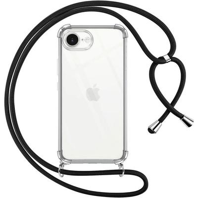 Protective Case - BOOLING - for iPhone 16e - Transparent Silicone - Anti-Scratch - Black Lanyard