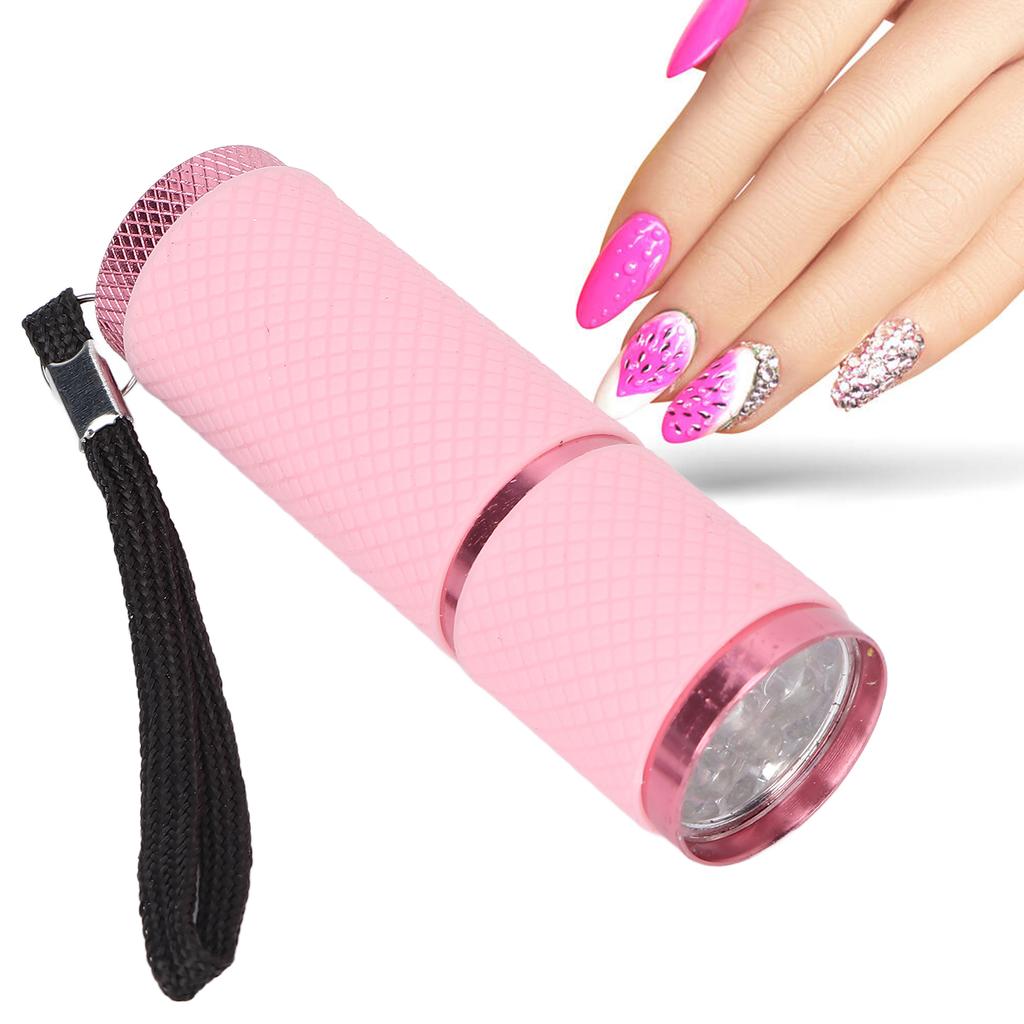 Flashlight Shaped Nail Lamp Home Salon Portable LED Nail Dryer Nail Art Tool for Rhinestones FixationPink