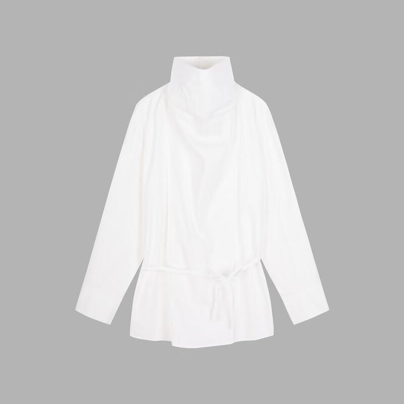 LESS 2024 Winter Cotton Blend Stand Collar Long Sleeve Shirt