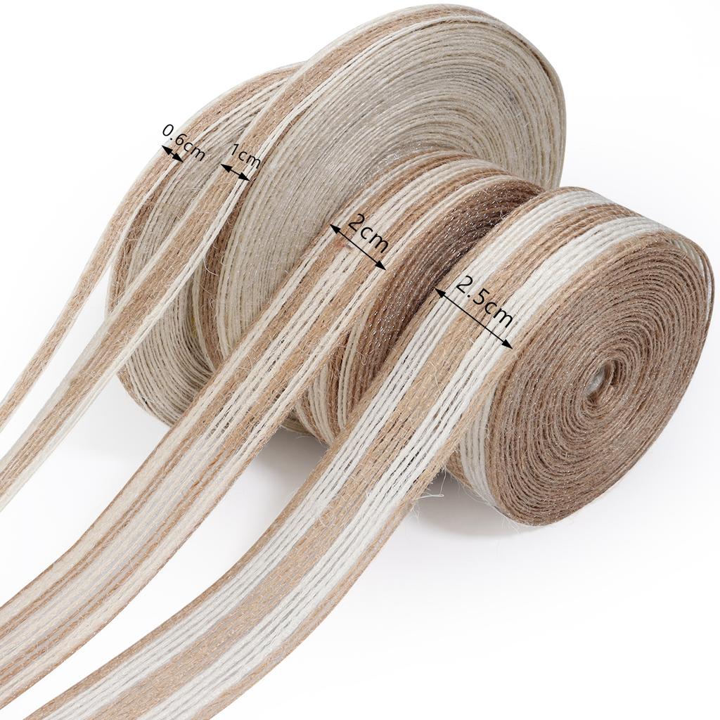 1-10M/Lot Natural Vintage Jute Ribbon White Edge Twine Jute Rope For Wedding Party Decoration DIY Craft Christmas Gift Packaging