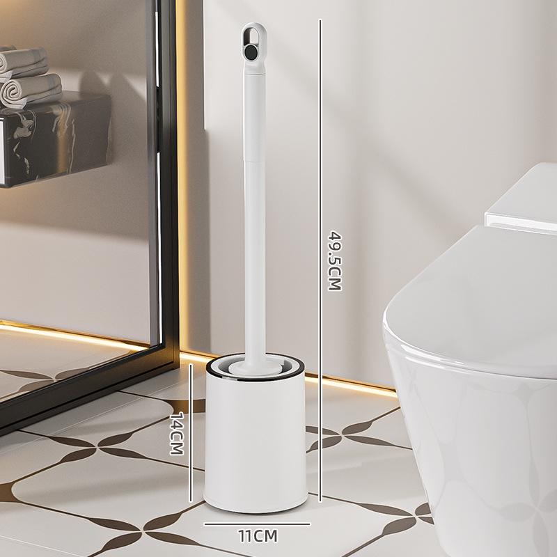 Wall-Mounted Bathroom Toilet Brush Set with Long Handle and Base - New Model for Efficient Cleaning