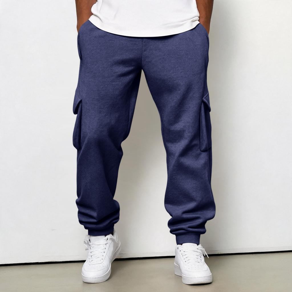 Men's Cargo Joggers with Elastic Waistband and Drawstring, Tapered Leg Casual Pants