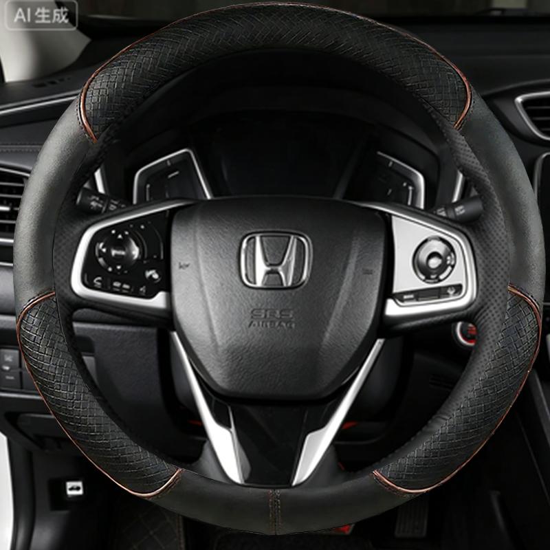 Hand-Stitched Black Microfiber Leather Steering Wheel Cover For Honda Civic 10 2016-2019 CRV CR-V 2017-2019 Clarity 2016-2018
