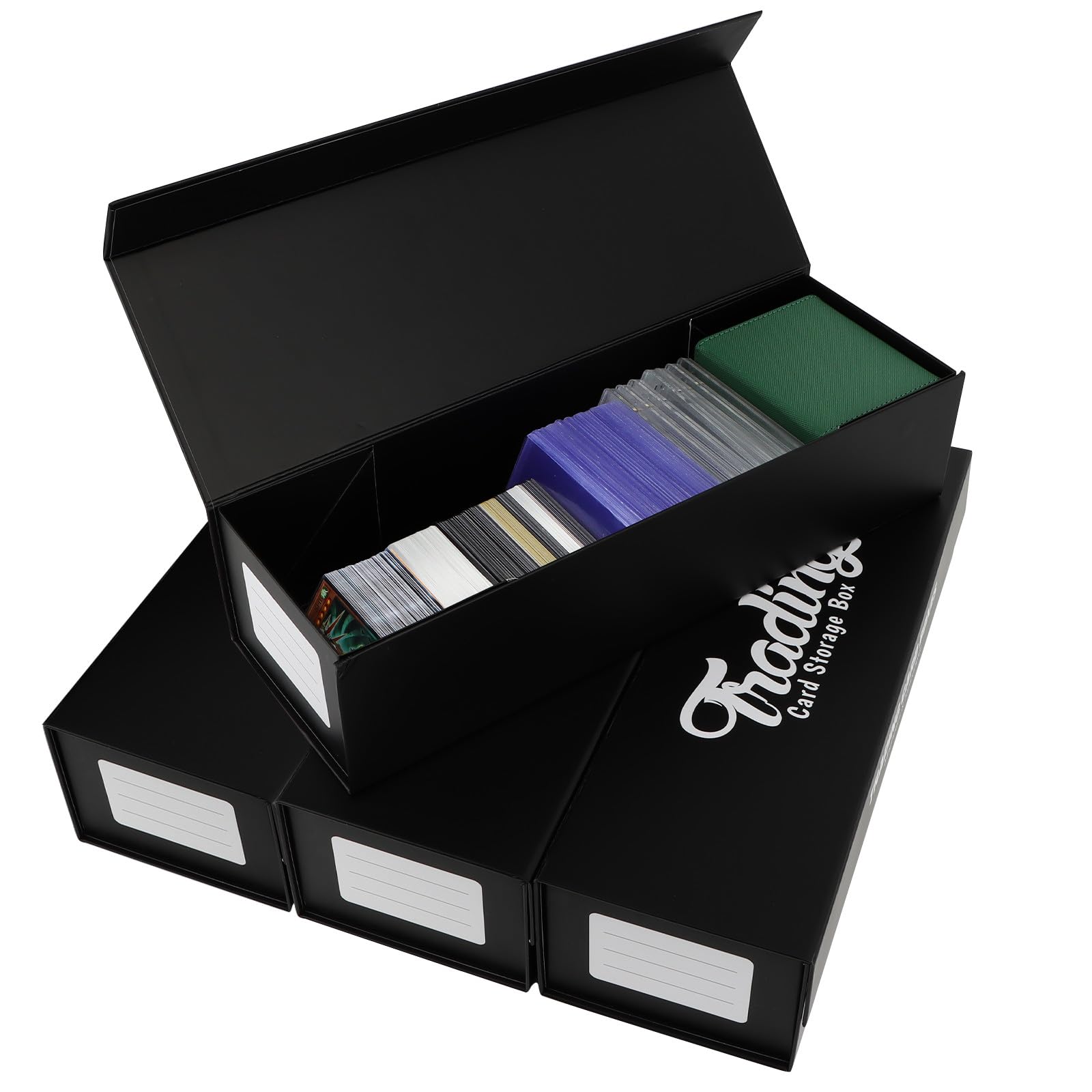 

AOBOPLE Коробка для хранения карточек, футляр для коллекционных карт, 4 упаковки карточек, вмещает 860 карт, загрузка сверху, сильный магнитный тип с TCG MTG, совместимый с различными картами 4800+