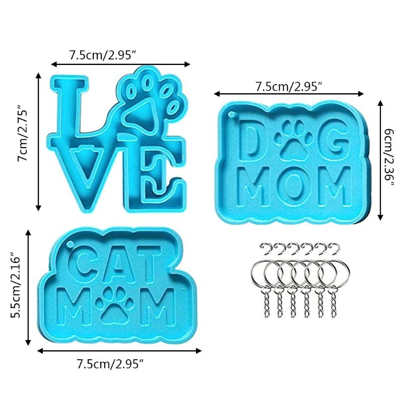 Silicone Glue Mold Set Dog Love Tag Molds for Epoxy Resin Pets Tag Molds for DIY Crafts Making or Homemade Crafts