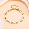 Elegant White Cubic Zircon Charm Bracelet,Women's Hollow Elliptical Handmade Chain Bracelet,Gold Color Stainless Steel Bracelets