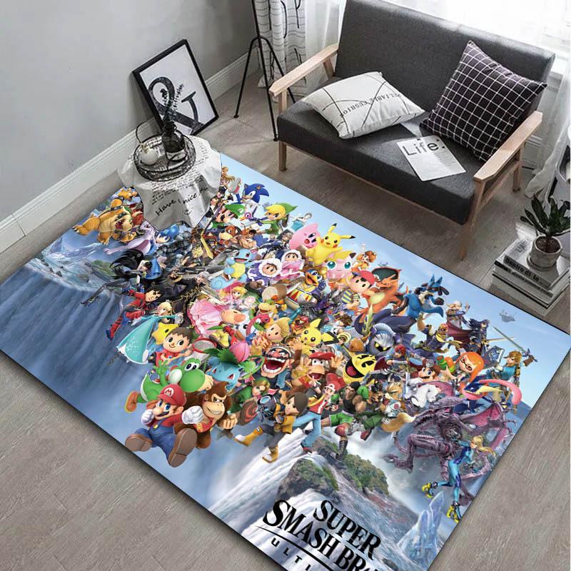 Tapis Tapis Art Personnage de Jeu S-smash-B-Bros U-ultimate pour Décoration de Pièce Maison Chambre Canapé Cadeau Tapis de Sol pour Zone d'Enfants Tapis de Sol Antidérapant