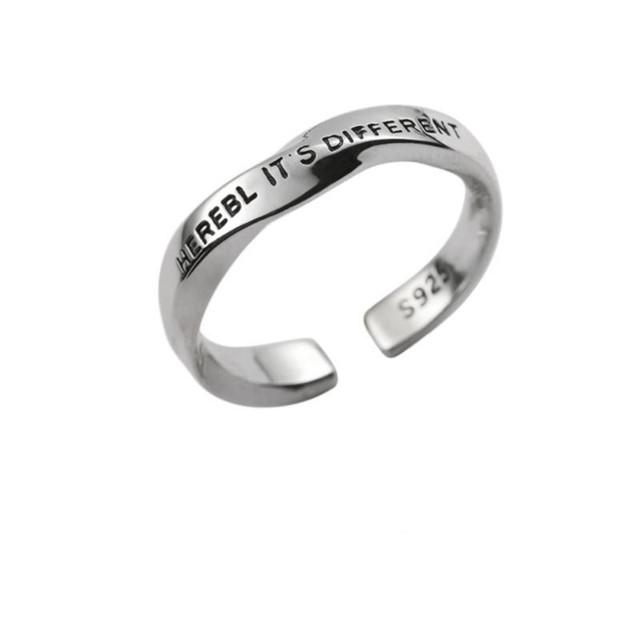 English Letter Ring Silver Color Metal Adjustable Opening Rings for Women Poker Alphabet Creative Finger Ring Men Trendy Jewelry