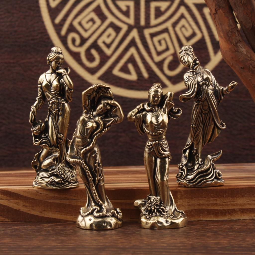 Brass Ancient Four Beauties Copper Desktop Decoration Antique Miscellaneous Figures Statue Crafts Small Bronze Who
