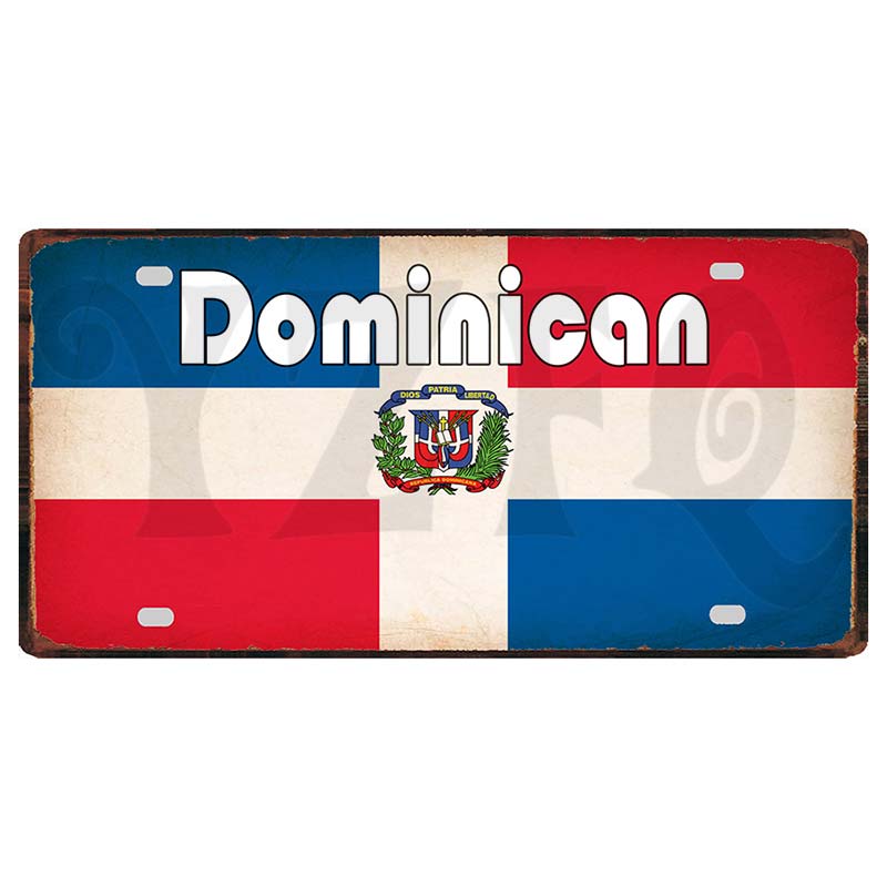 YZFQCuba Jemen Haiti Bahamas Uruguay Nationalflagga Metall Vintage Resesouvenir Väggbutik Hem Konstdekor 30X15CM DC-1416B