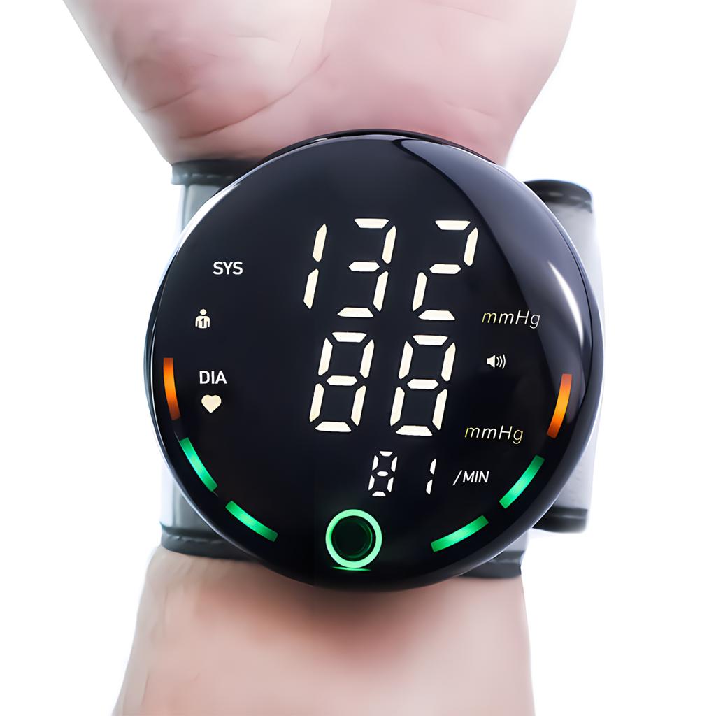 Portable Digital Wrist Blood Pressure Monitor - LCD Screen Heart Rate Pulse Meter Sphygmomanometer for Health Care