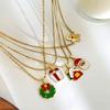 Festive Pendant Necklace for Women Stainless Steel Clavicle Chain Jewelry Christmas Themed Party Accessory Gift