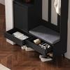 Coat Rack Set, Wall Coat Rack, Hallway Coat Rack Set with Shoe Bench, 4 Clothes Hooks, Two Drawers and 1 Door, Black, 100 L x 35 W x 180 H cm