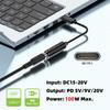 NFHK Kabel DC-uttag Ingångseffekt 100W Laddningskabel för Bärbar Dator Telefon PD9V 5V 20V 5.5x2.1mm USB-C Typ-C